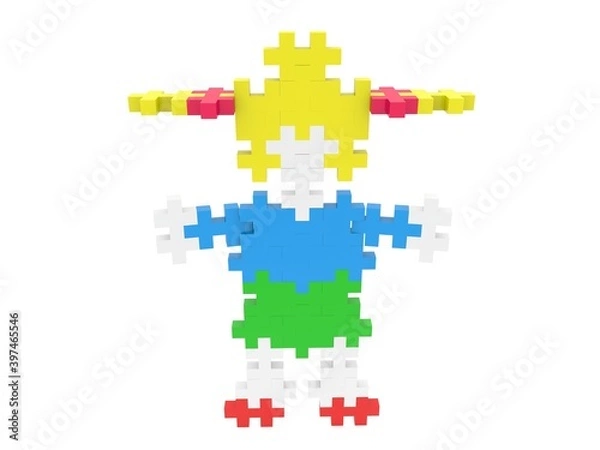 Obraz Abstract girl figure with braids from puzzle pieces