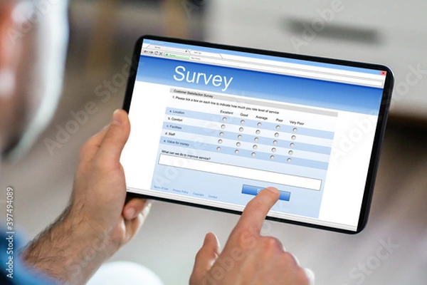 Fototapeta Survey Questionnaire Or Poll On Tablet Computer