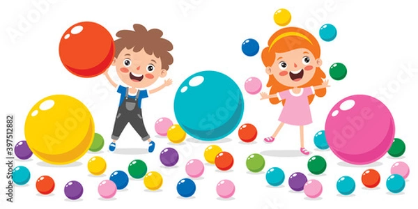 Obraz Funny Kid Playing With Colorful Balls