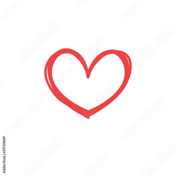 Fototapeta Heart doodle illustration. Hand drawn love symbol. Valentine's day vector icon.