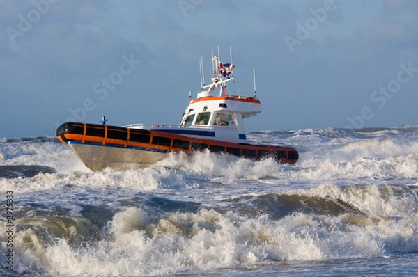 Fototapeta coast guard during storm