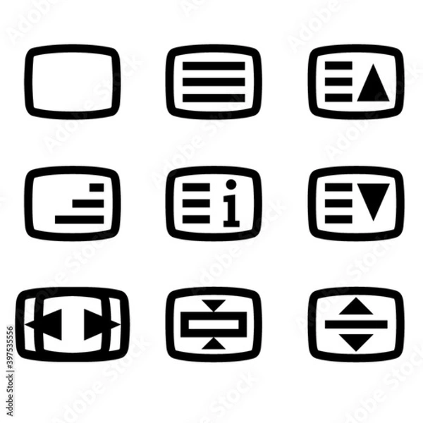 Fototapeta teletext icon set vector