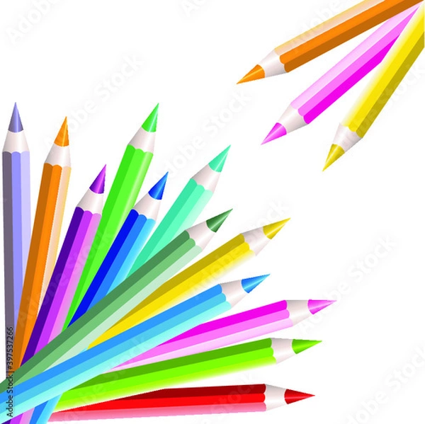 Fototapeta colour pencils isolated on white background