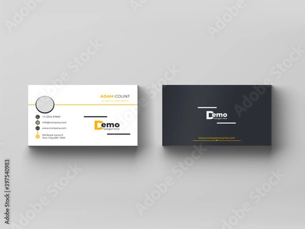 Fototapeta Creative and Clean Double-sided Business Card Template. Flat Design Vector Illustration. Simple Stationery Design Layout