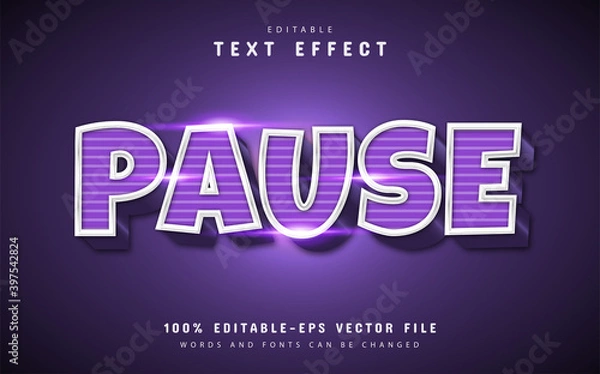Obraz Pause text effect with line pattern