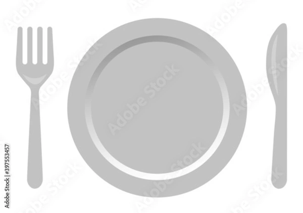 Obraz 皿、フォーク、ナイフ