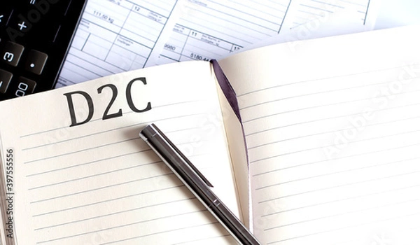 Obraz Notebook with Toolls and Notes about D2C