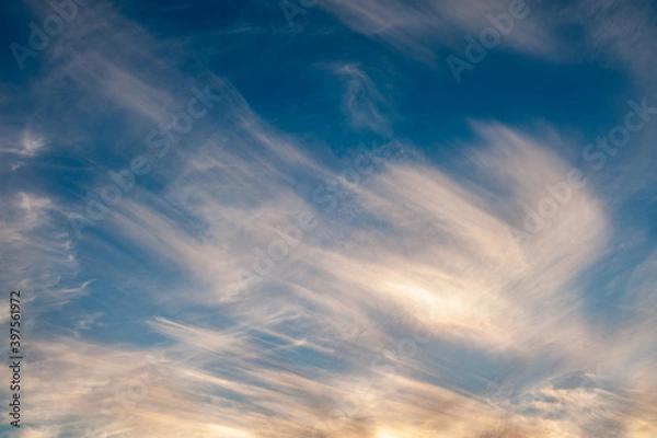 Fototapeta 風になびく筋雲と空