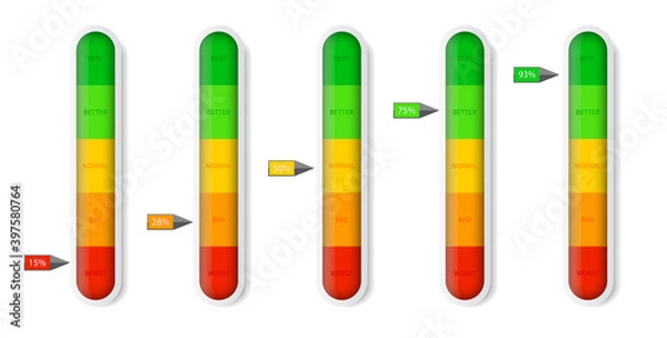 Obraz Color level indicator. Progress bar template. Vector illustartion