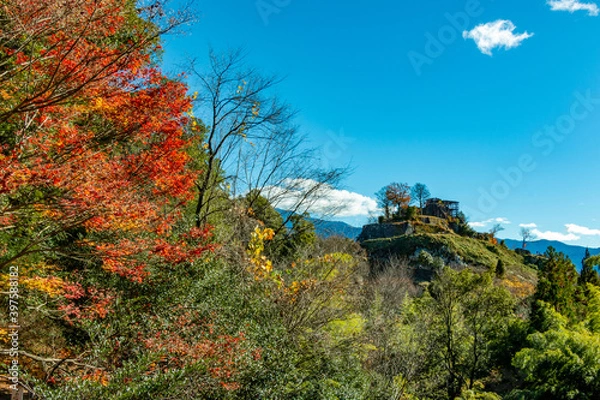 Obraz 苗木城跡(国指定史跡）　幕末期へ思いを馳せる中津川の山城　秋の風景