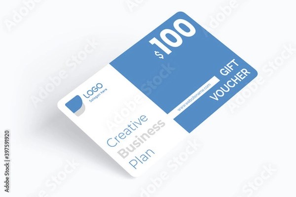 Fototapeta Corporate business gift voucher coupon vector template.Simple and clean abstract reward design layout.	