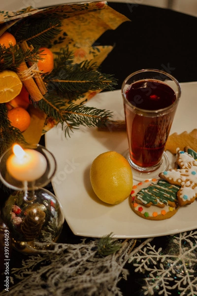 Fototapeta christmas table setting
