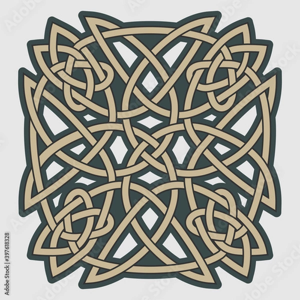 Fototapeta Celtic ornament element. Vector isolated on dark background.