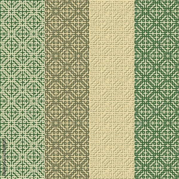 Obraz et of vector seamless patterns with geometric pattern, drawn repeating background. Artistic vector background.