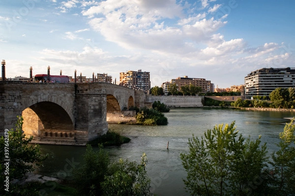 Obraz old stone city bridge