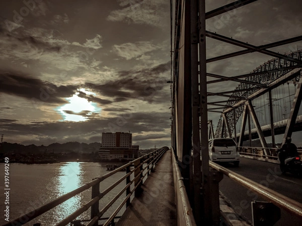 Fototapeta bridge at sunset