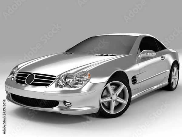Obraz srebrzysty samochód sportowy
