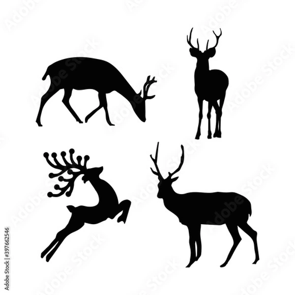 Obraz Deer collection - vector silhouette on white background