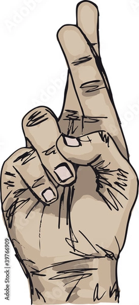 Fototapeta Sketch of Hand with crossed fingers. Vector illustration