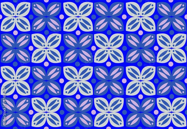 Fototapeta Indonesian batik motif with a repetitive pattern and a very distinctive plant pattern. Vector EPS 10