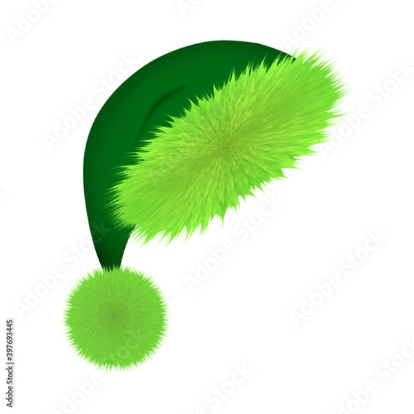 Obraz Green Christmas hat, grinch accessory, vector illustration.