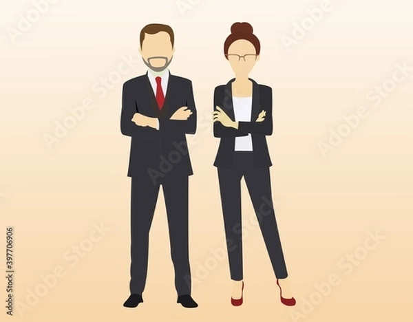 Obraz Vector of couple in company's business suit