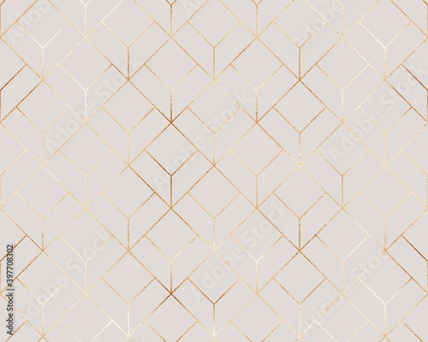 Obraz Elegant gold geometric seamless pattern with hexagons tiles.