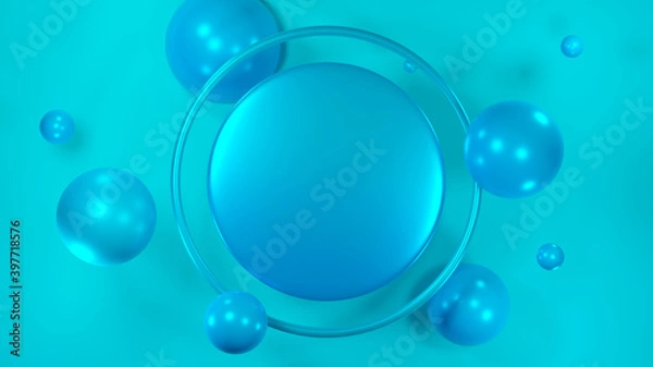Fototapeta 3D Rendering of Colorful spheres of balls on blue background.