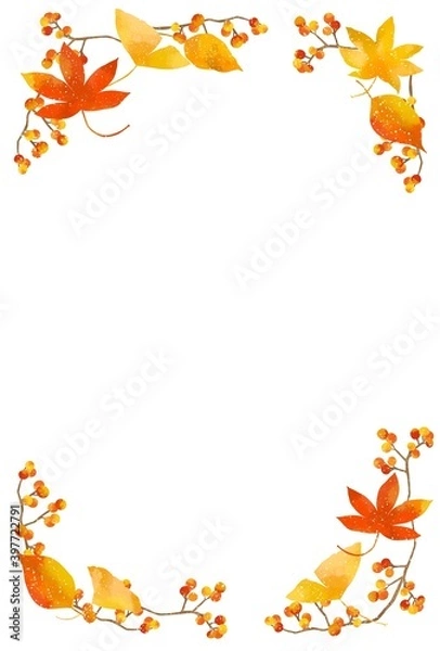 Obraz 優しいタッチの秋の紅葉フレーム