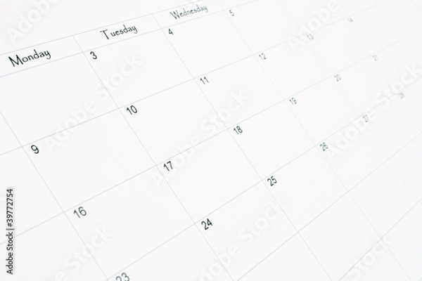 Obraz calendar page close up