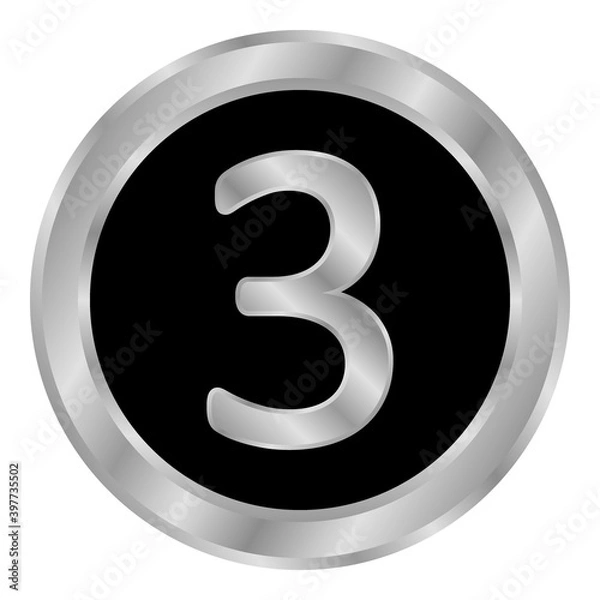 Fototapeta Gold number three button.