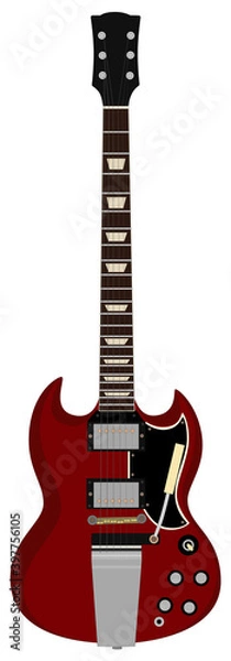 Fototapeta 赤いエレキギターのイラスト