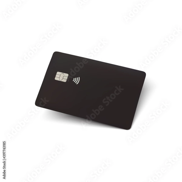 Obraz Black credit card template isolated on white background.