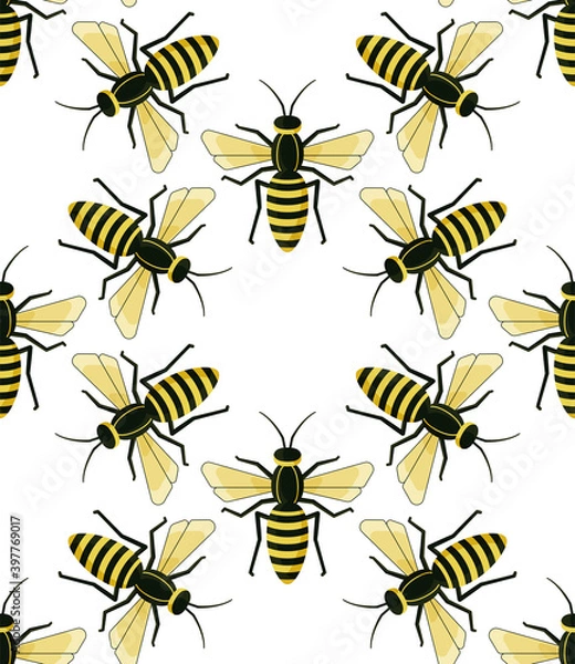 Fototapeta  seamless pattern with wasps. Vector illustration