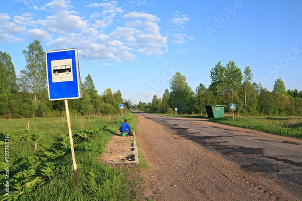 Obraz bus stop on rural road