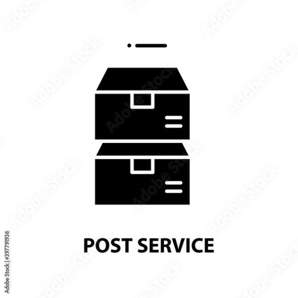 Fototapeta post service icon, black vector sign with editable strokes, concept illustration