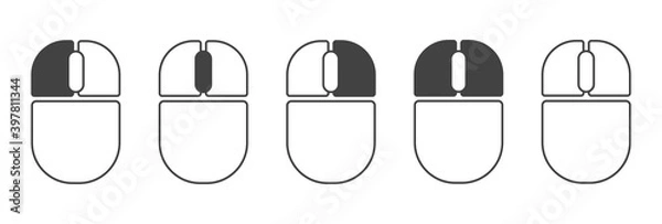 Fototapeta Mouse button click outline icons set