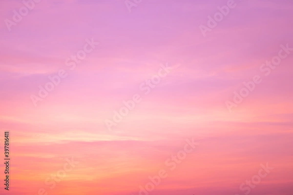 Fototapeta Beautiful twilight pink sky in soft and smooth clouds in the sunset with pastel color background
