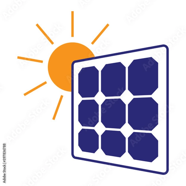 Fototapeta Flat vector icon a renewable energy solar panels for apps or websites