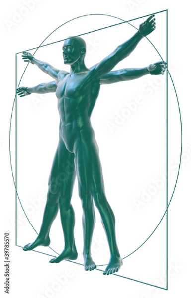 Obraz Vitruvian man on white three-quarter view