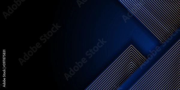 Fototapeta Abstract vector gradient dark blue with golden light line template. illustration vector 