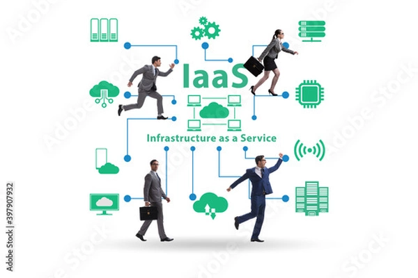 Fototapeta Businessman in infrastructure as a service concept