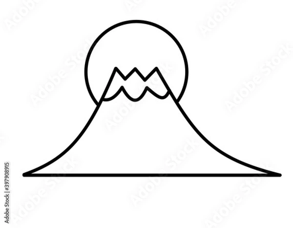 Fototapeta 富士山３＋太陽(線画)