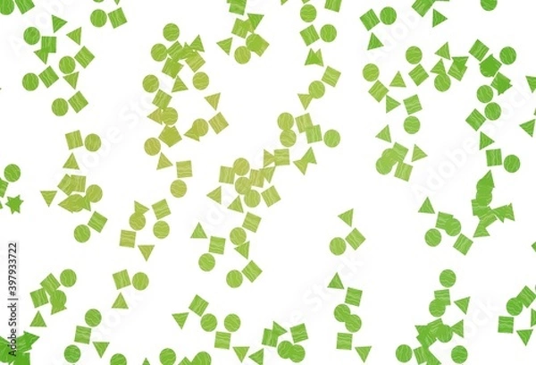 Obraz Light Green, Yellow vector template with crystals, circles, squares.