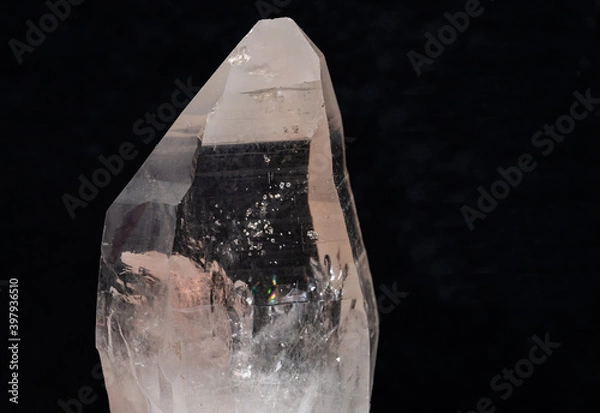Obraz Lemurian Quartz crystal Point from Brazil isolated on a black background.