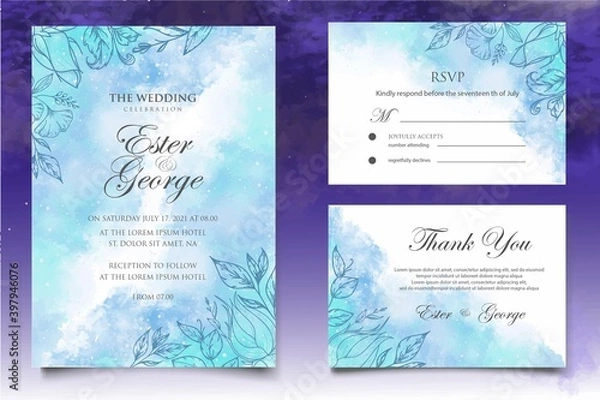 Obraz Beautiful wedding invitation with floral elements background