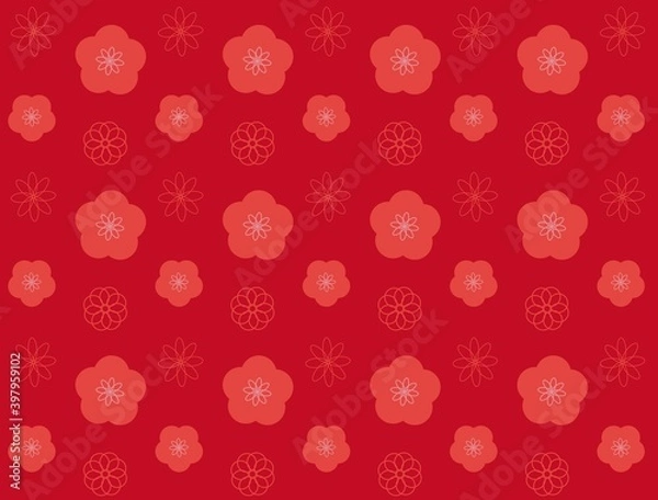 Fototapeta 梅柄パターン背景素材
