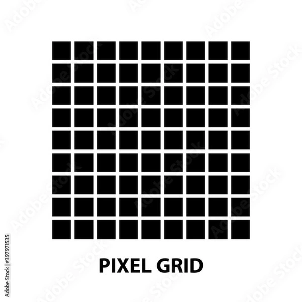 Fototapeta pixel grid icon, black vector sign with editable strokes, concept illustration