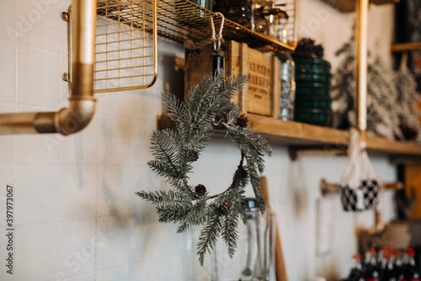 Fototapeta kitchen with New Year's decor