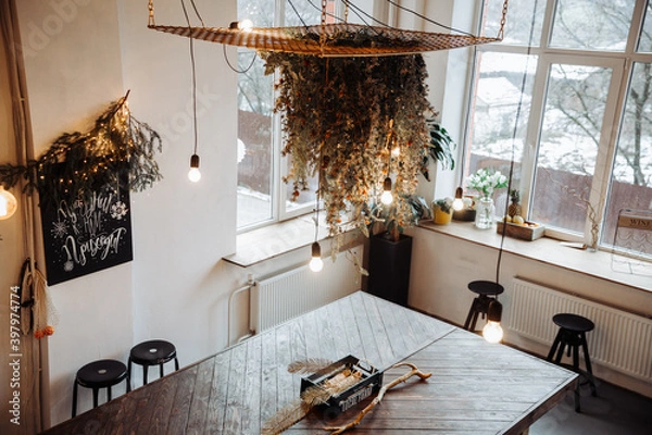 Obraz kitchen with New Year's decor